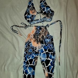 Two piece Blue snake skin